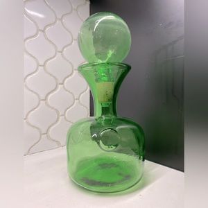 VINTAGE retro green glass decanter